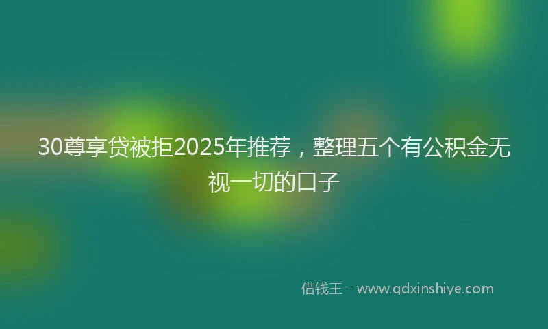 30尊享贷被拒2025年推荐，整理五个有公积金无视一切的口子