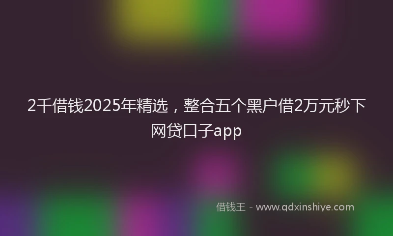 2千借钱2025年精选，整合五个黑户借2万元秒下网贷口子app
