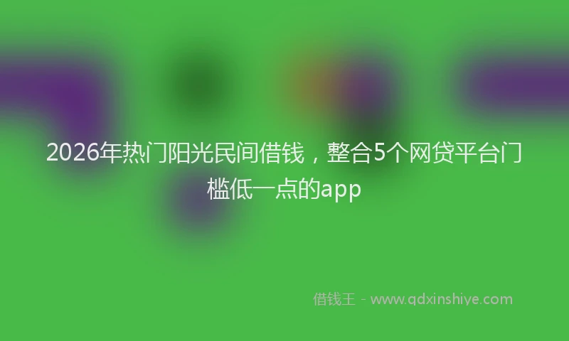 2026年热门阳光民间借钱，整合5个网贷平台门槛低一点的app