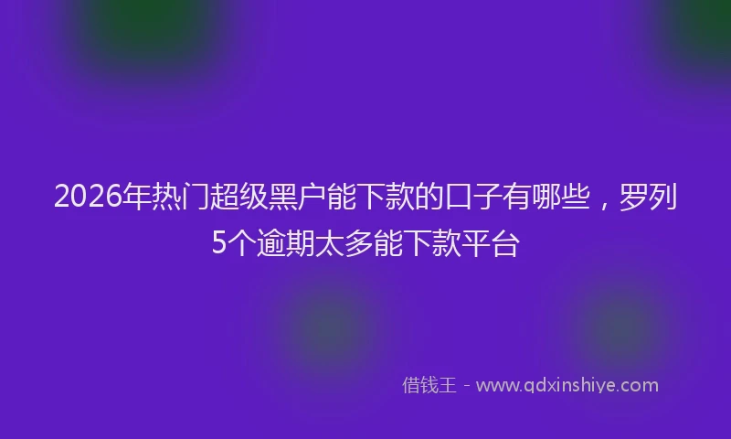 2026年热门超级黑户能下款的口子有哪些，罗列5个逾期太多能下款平台