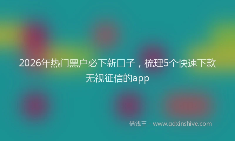 2026年热门黑户必下新口子，梳理5个快速下款无视征信的app