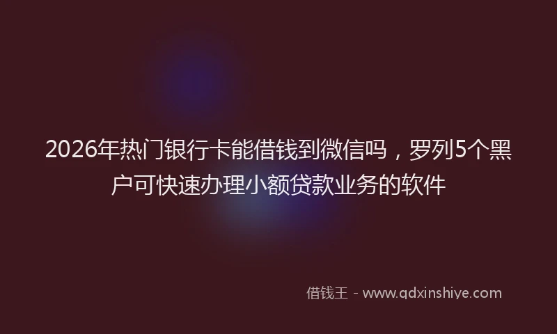 2026年热门银行卡能借钱到微信吗，罗列5个黑户可快速办理小额贷款业务的软件