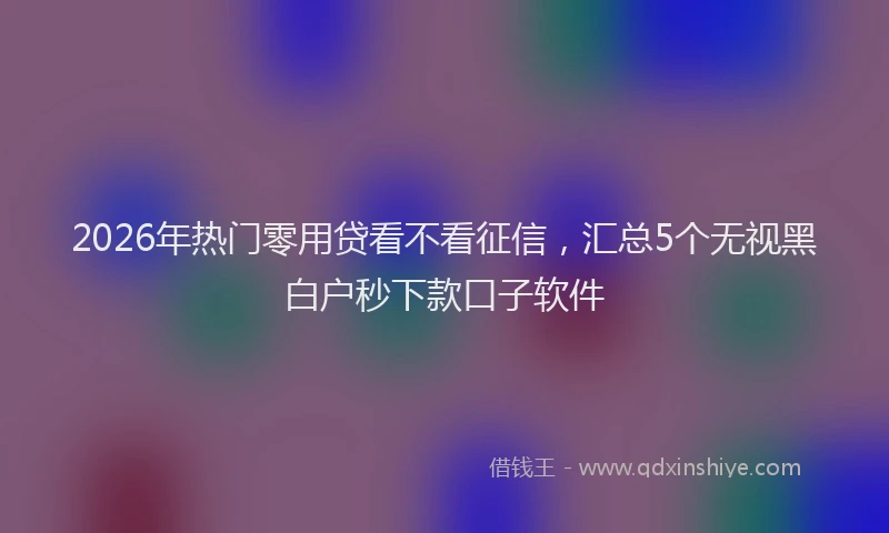 2026年热门零用贷看不看征信，汇总5个无视黑白户秒下款口子软件