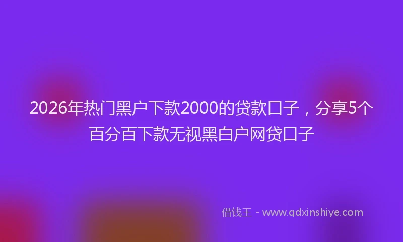 2026年热门黑户下款2000的贷款口子，分享5个百分百下款无视黑白户网贷口子