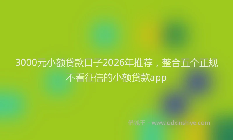 3000元小额贷款口子2026年推荐,整合五个正规不看征信的小额贷款app
