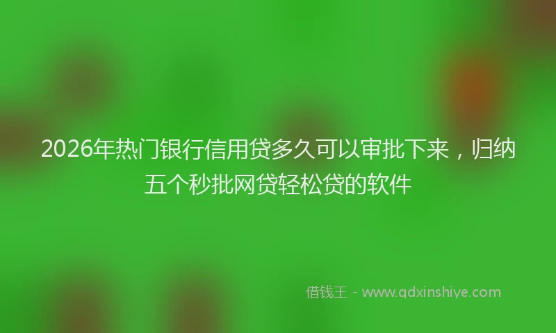 2026年热门银行信用贷多久可以审批下来，归纳五个秒批网贷轻松贷的软件