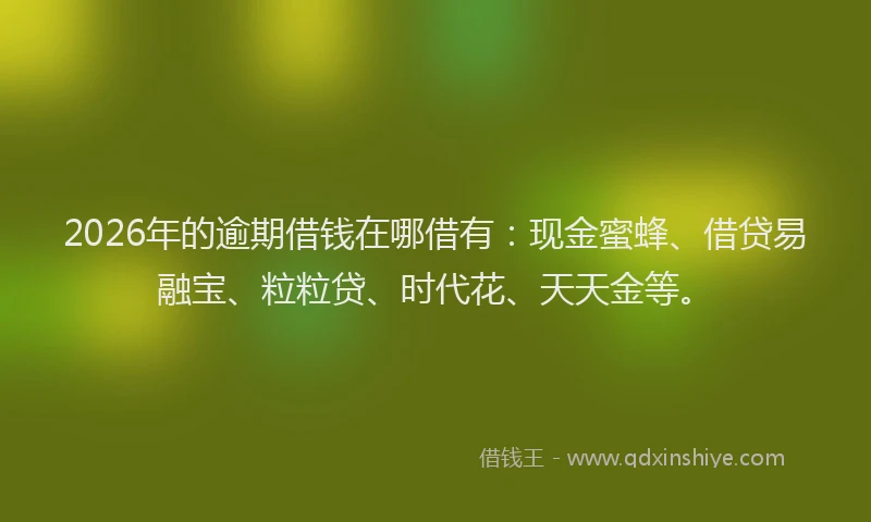 2026年的逾期借钱在哪借有：现金蜜蜂、借贷易融宝、粒粒贷、时代花、天天金等。