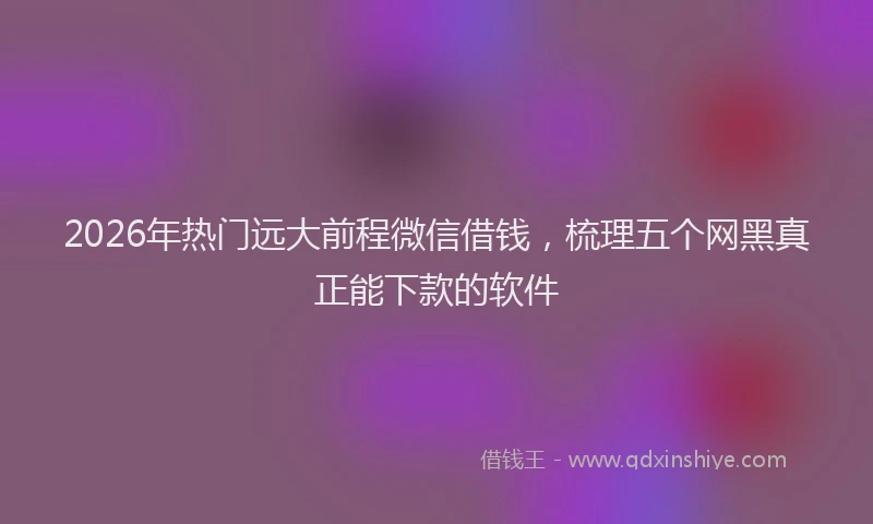 2026年热门远大前程微信借钱，梳理五个网黑真正能下款的软件