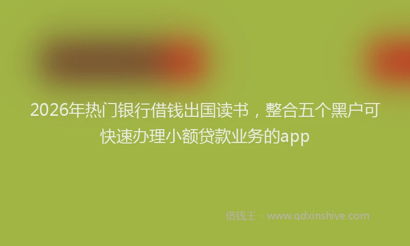 2026年热门银行借钱出国读书，整合五个黑户可快速办理小额贷款业务的app