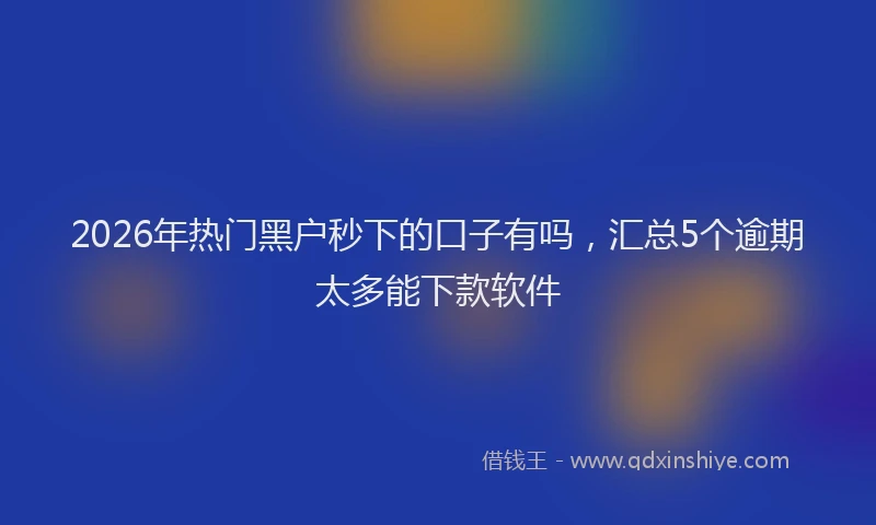 2026年热门黑户秒下的口子有吗，汇总5个逾期太多能下款软件