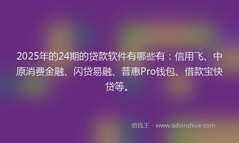 2025年的24期的贷款软件有哪些有：信用飞、中原消费金融、闪贷易融、普惠Pro钱包、借款宝快贷等。