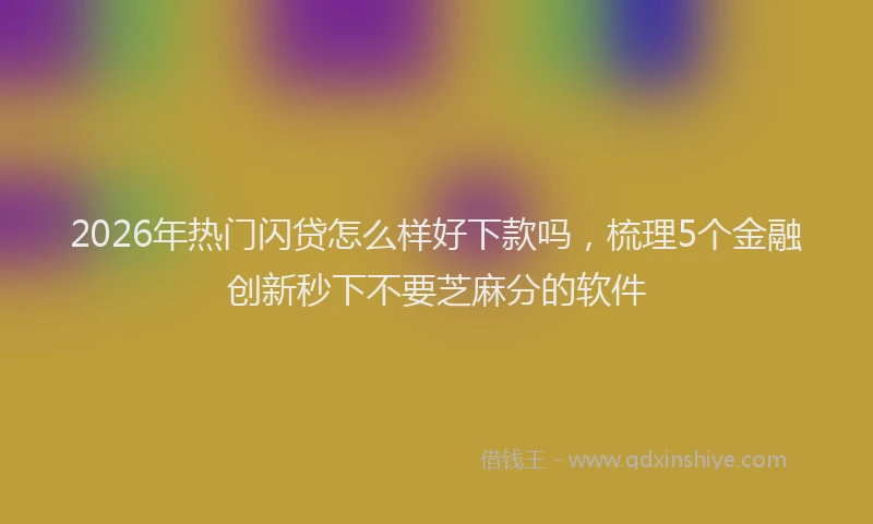 2026年热门闪贷怎么样好下款吗，梳理5个金融创新秒下不要芝麻分的软件