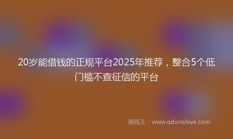 20岁能借钱的正规平台2025年推荐，整合5个低门槛不查征信的平台