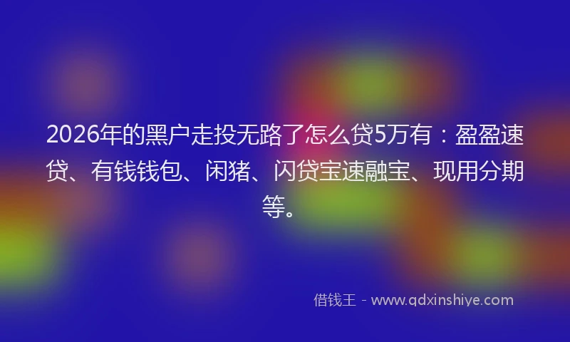 2026年的黑户走投无路了怎么贷5万有：盈盈速贷、有钱钱包、闲猪、闪贷宝速融宝、现用分期等。