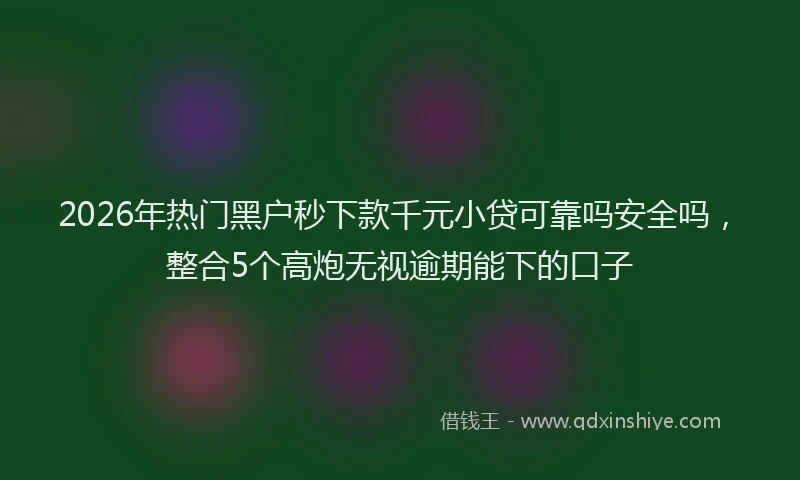 2026年热门黑户秒下款千元小贷可靠吗安全吗，整合5个高炮无视逾期能下的口子