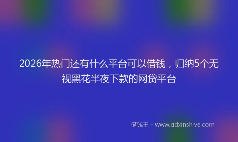 2026年热门还有什么平台可以借钱，归纳5个无视黑花半夜下款的网贷平台