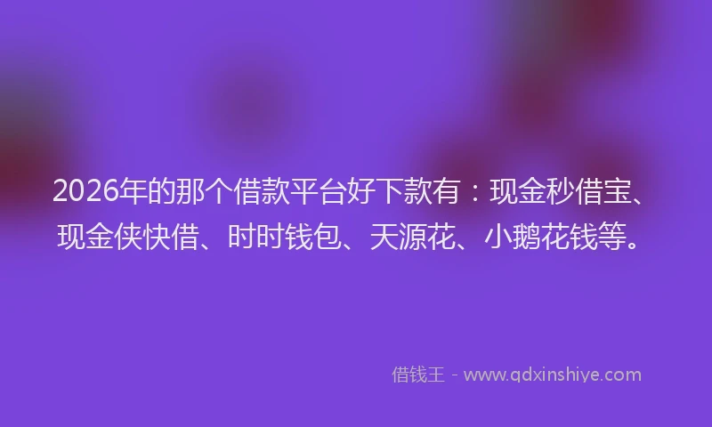 2026年的那个借款平台好下款有：现金秒借宝、现金侠快借、时时钱包、天源花、小鹅花钱等。