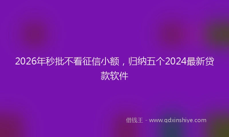 2026年秒批不看征信小额，归纳五个2024最新贷款软件