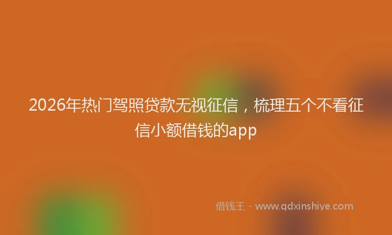 2026年热门驾照贷款无视征信，梳理五个不看征信小额借钱的app