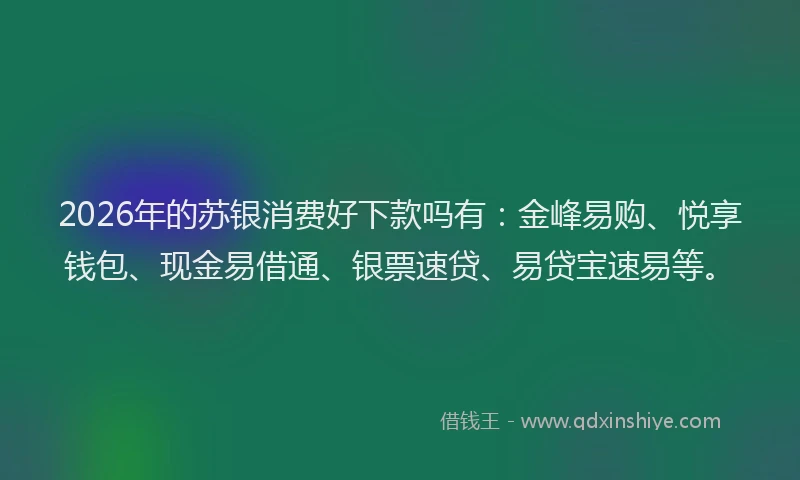 2026年的苏银消费好下款吗有：金峰易购、悦享钱包、现金易借通、银票速贷、易贷宝速易等。
