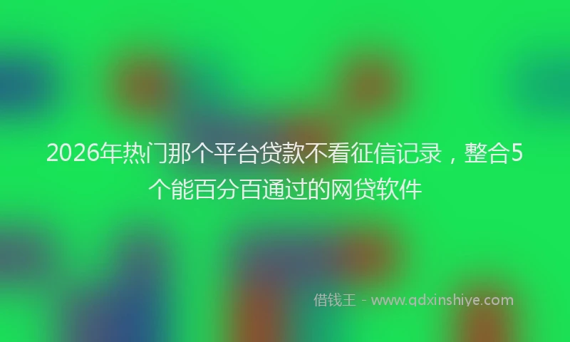 2026年热门那个平台贷款不看征信记录,整合5个能百分百通过的网贷软件