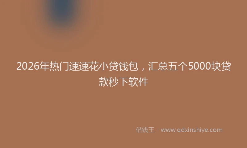 2026年热门速速花小贷钱包，汇总五个5000块贷款秒下软件