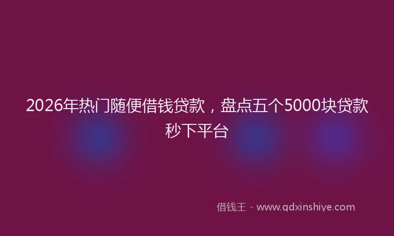 2026年热门随便借钱贷款，盘点五个5000块贷款秒下平台
