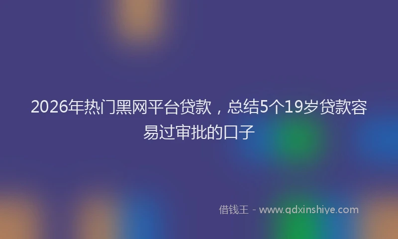 2026年热门黑网平台贷款，总结5个19岁贷款容易过审批的口子