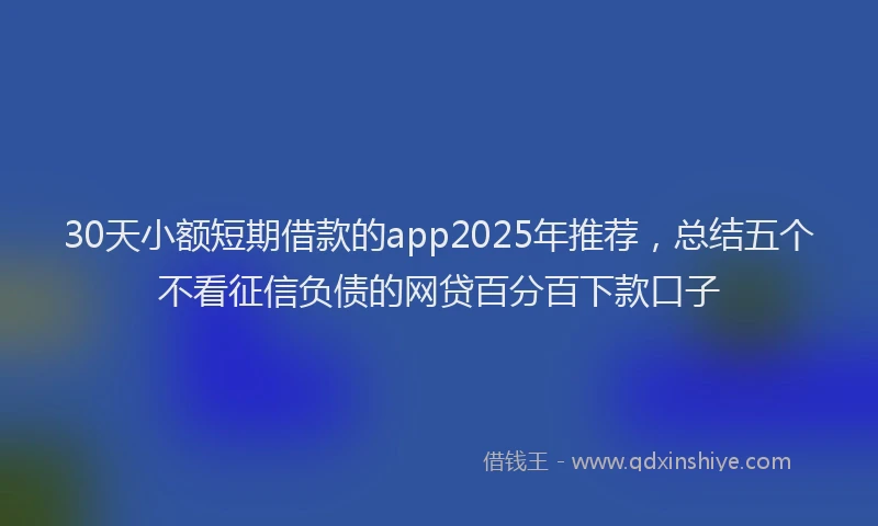 30天小额短期借款的app2025年推荐，总结五个不看征信负债的网贷百分百下款口子