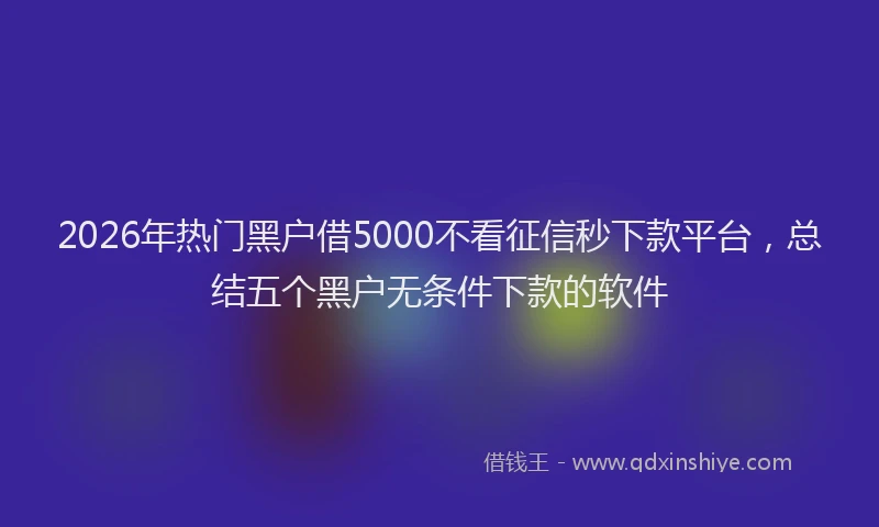 2026年热门黑户借5000不看征信秒下款平台，总结五个黑户无条件下款的软件