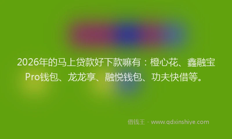 2026年的马上贷款好下款嘛有：橙心花、鑫融宝Pro钱包、龙龙享、融悦钱包、功夫快借等。
