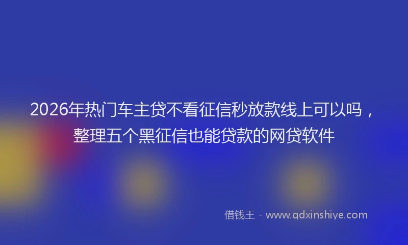 2026年热门车主贷不看征信秒放款线上可以吗,整理五个黑征信也能贷款的网贷软件