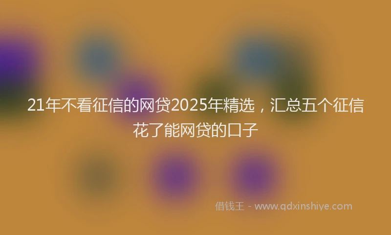 21年不看征信的网贷2025年精选，汇总五个征信花了能网贷的口子