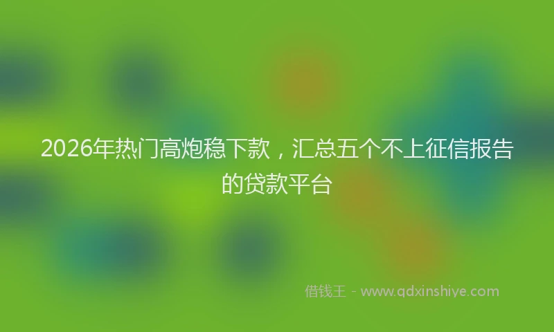 2026年热门高炮稳下款，汇总五个不上征信报告的贷款平台