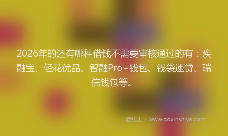2026年的还有哪种借钱不需要审核通过的有：疾融宝、轻花优品、智融Pro+钱包、钱袋速贷、瑞信钱包等。