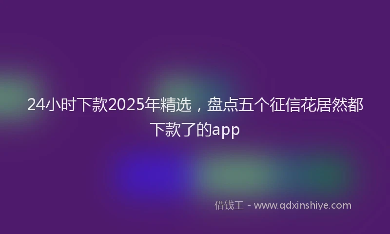 24小时下款2025年精选，盘点五个征信花居然都下款了的app