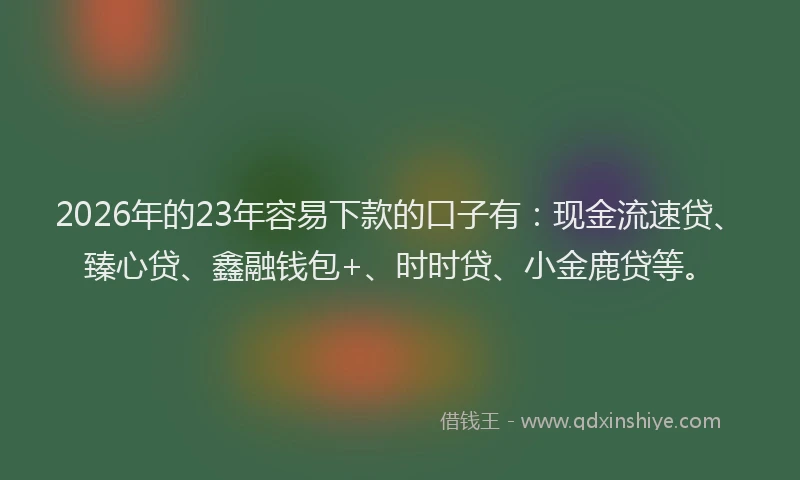 2026年的23年容易下款的口子有：现金流速贷、臻心贷、鑫融钱包+、时时贷、小金鹿贷等。