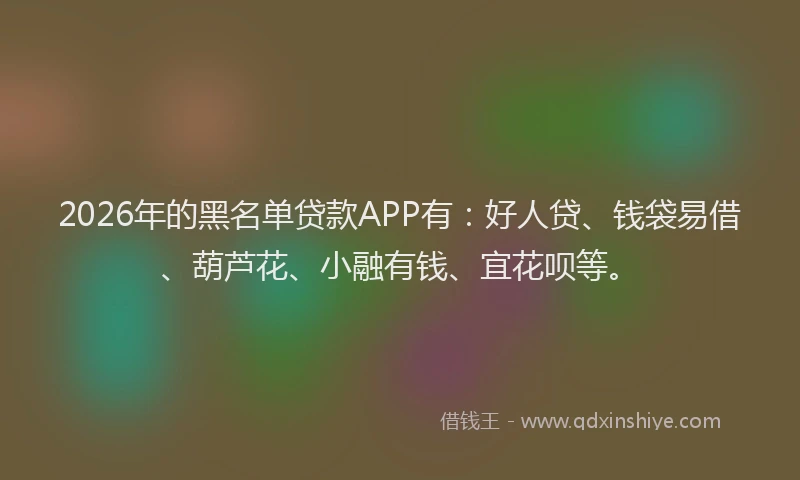 2026年的黑名单贷款APP有：好人贷、钱袋易借、葫芦花、小融有钱、宜花呗等。
