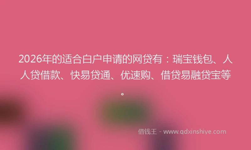 2026年的适合白户申请的网贷有:瑞宝钱包、人人贷借款、快易贷通、优速购、借贷易融贷宝等。