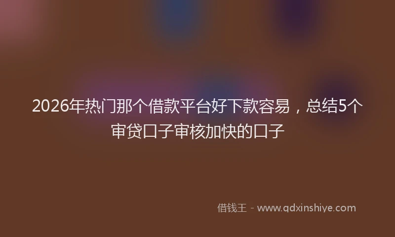 2026年热门那个借款平台好下款容易,总结5个审贷口子审核加快的口子