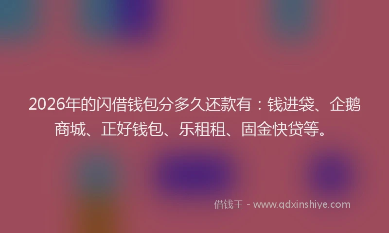 2026年的闪借钱包分多久还款有：钱进袋、企鹅商城、正好钱包、乐租租、固金快贷等。
