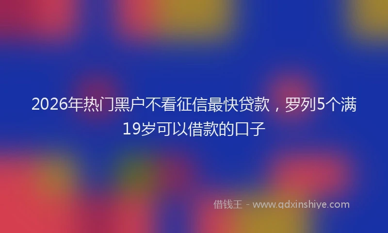 2026年热门黑户不看征信最快贷款，罗列5个满19岁可以借款的口子