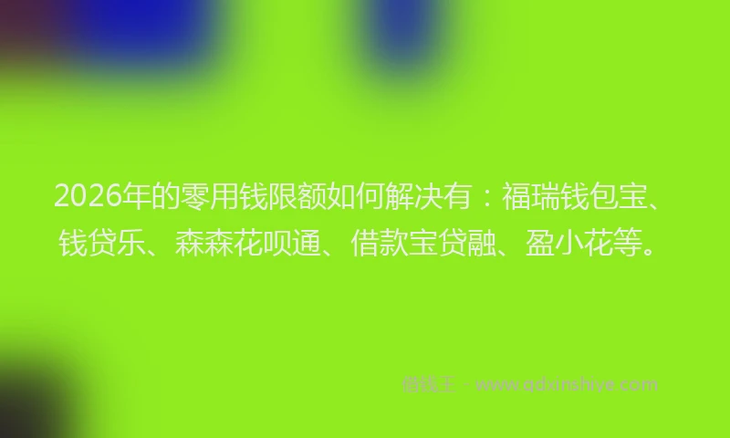 2026年的零用钱限额如何解决有：福瑞钱包宝、钱贷乐、森森花呗通、借款宝贷融、盈小花等。