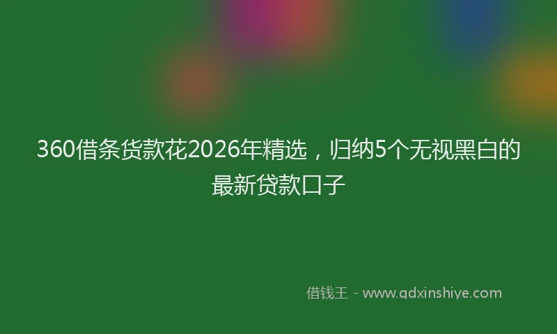 360借条货款花2026年精选，归纳5个无视黑白的最新贷款口子