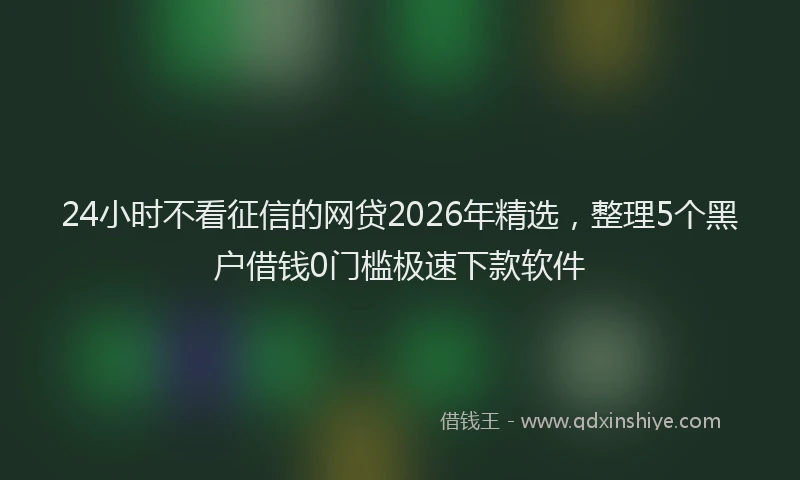 24小时不看征信的网贷2026年精选，整理5个黑户借钱0门槛极速下款软件