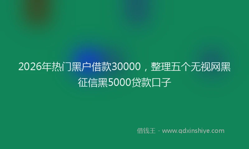 2026年热门黑户借款30000，整理五个无视网黑征信黑5000贷款口子