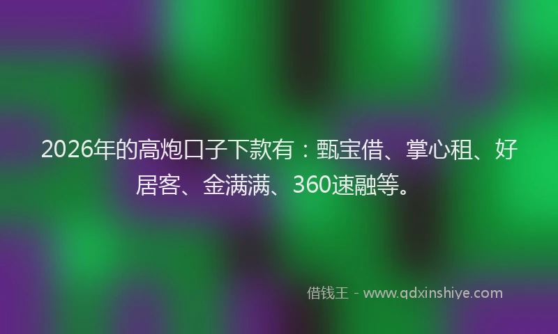 2026年的高炮口子下款有：甄宝借、掌心租、好居客、金满满、360速融等。
