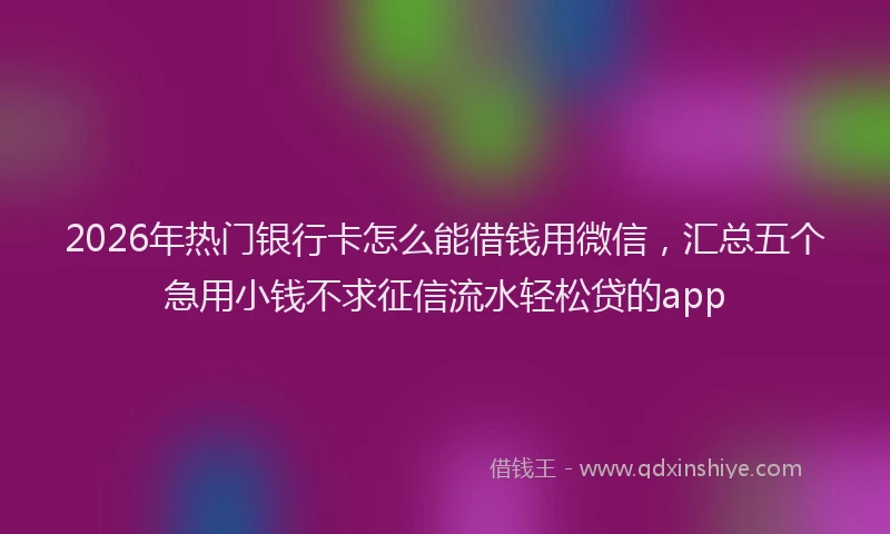 2026年热门银行卡怎么能借钱用微信，汇总五个急用小钱不求征信流水轻松贷的app