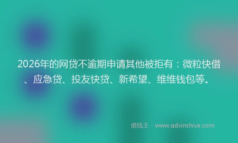 2026年的网贷不逾期申请其他被拒有：微粒快借、应急贷、投友快贷、新希望、维维钱包等。