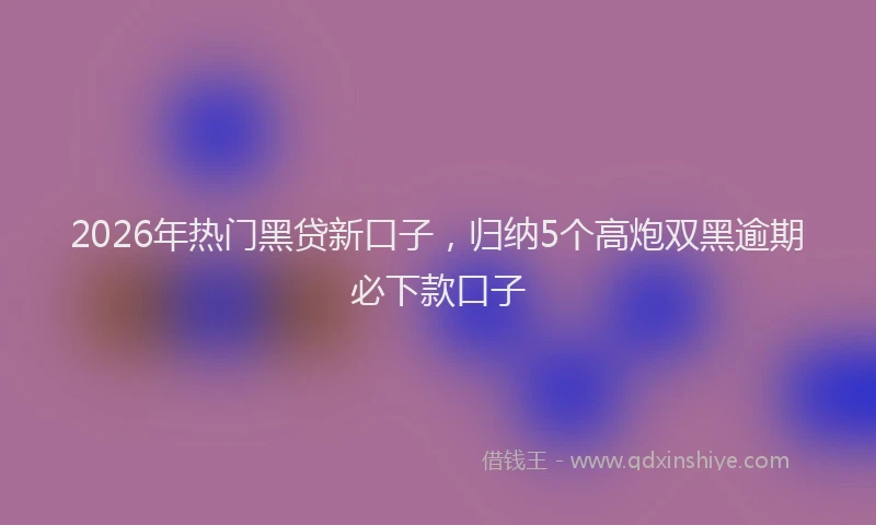 2026年热门黑贷新口子，归纳5个高炮双黑逾期必下款口子